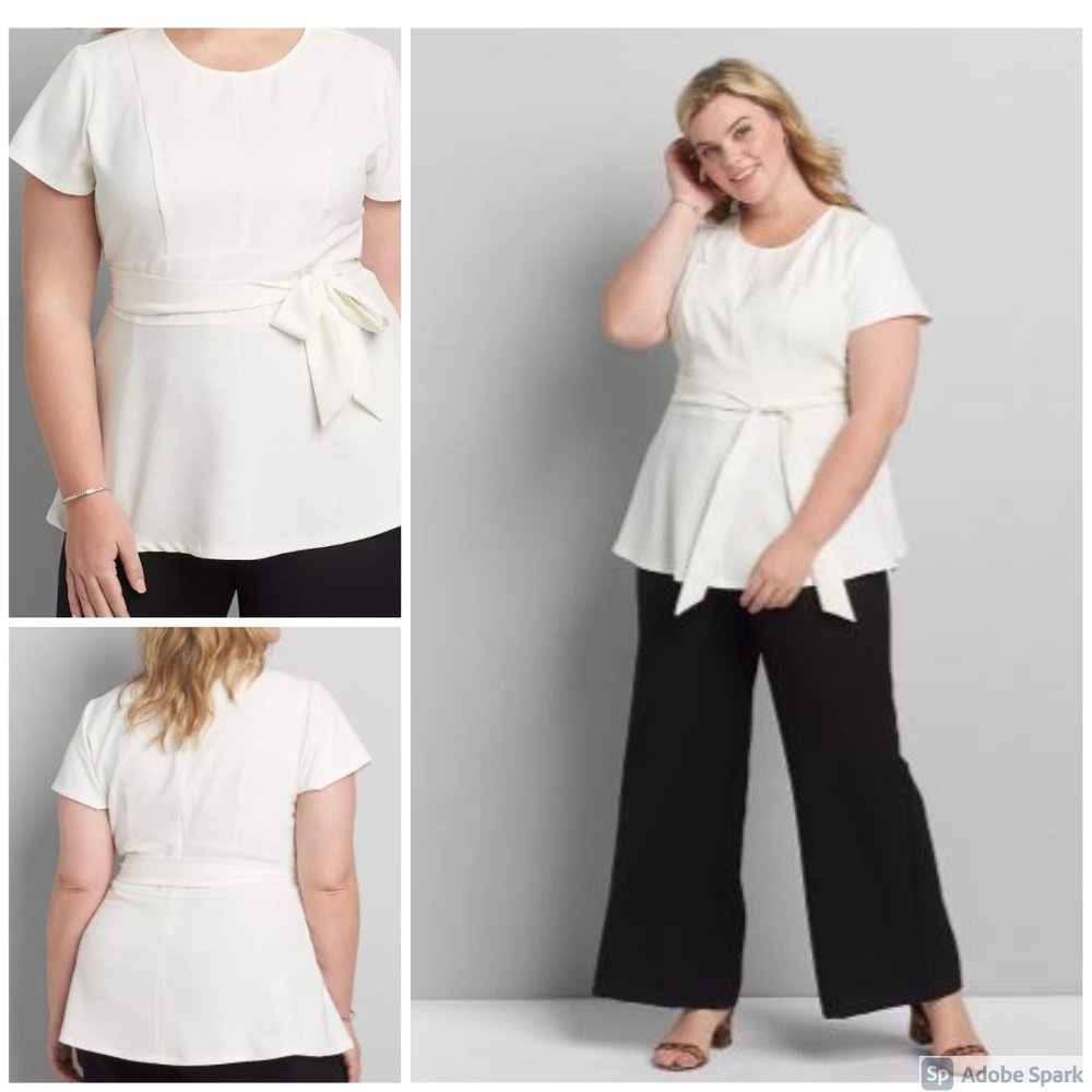 LANE BRYANT ROUND NECK LENA TOP (WHITE)